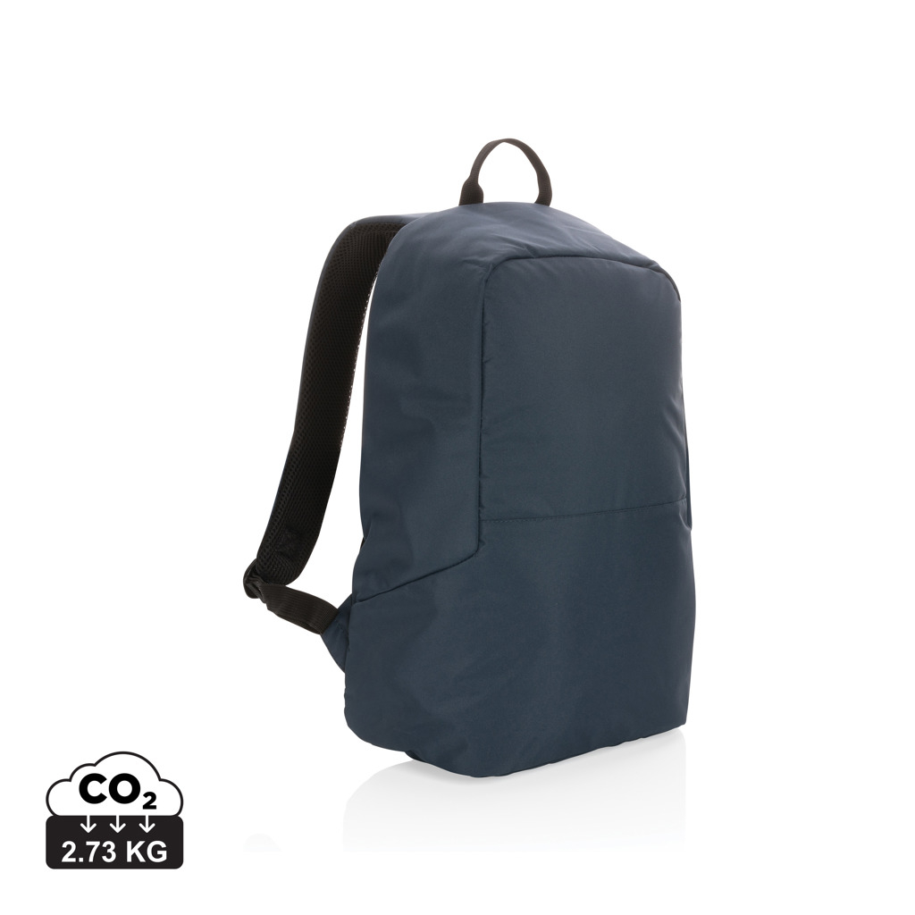 Sac à dos antivol en rPET publicitaire Impact Bleu marine